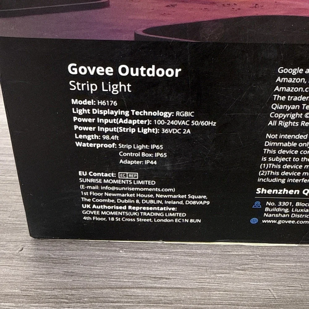 Govee Outdoor LED Strip Lights RGBICWW 98.4ft H6176‎